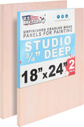 U.S. Art Supply 18" x 24" Unfinished Cradled Wood Panels by USArtSupply