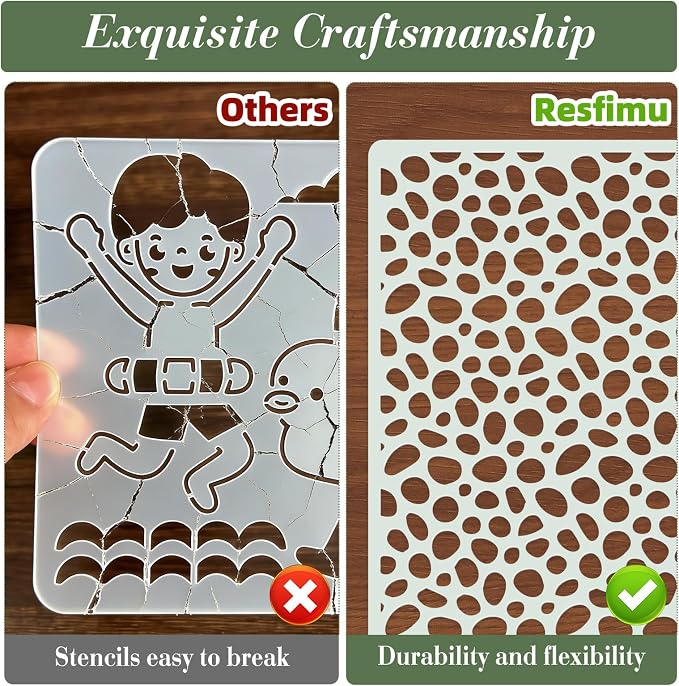 Geometric Texture Stencils for Crafts Reusable 12Pcs Stencils | DIY Art - Image 3