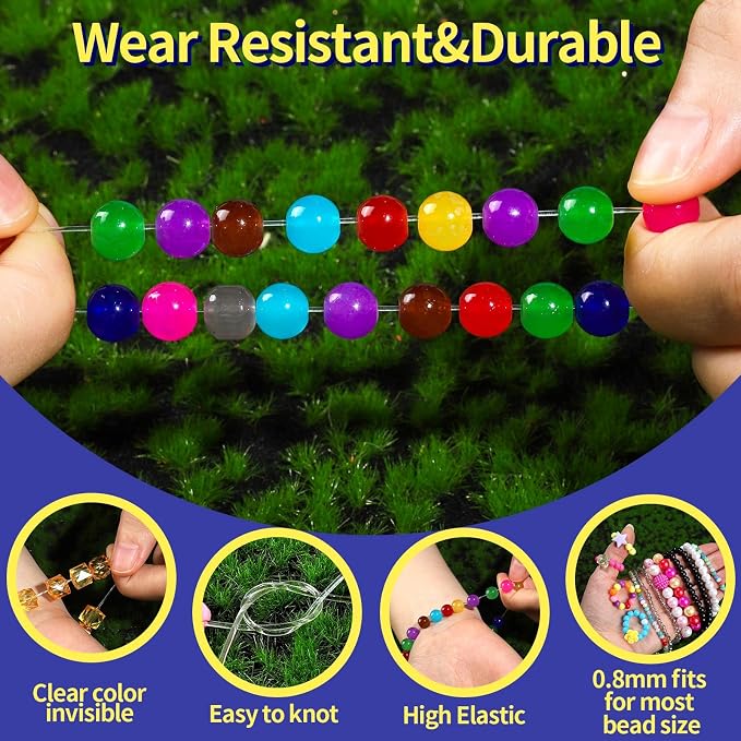 FANDAMEI 0.8mm Elastic Strings for Bracelets, Crystal Stretch Bead Cord for - Image 3