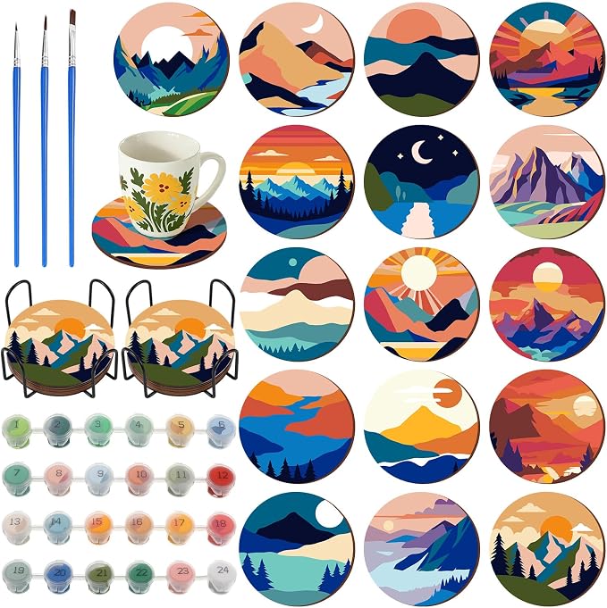 Reallnaive 8 Pcs Mountain Paint by Numbers Kit by Unknown