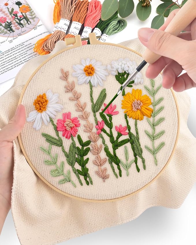 ERKOON Punch Needle Kit Beginners Adults, DIY Easy Flower Embroidery Set - Image 5
