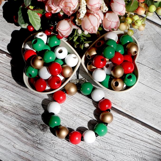 240Pcs Christmas Wood Beads 16mm - Image 7
