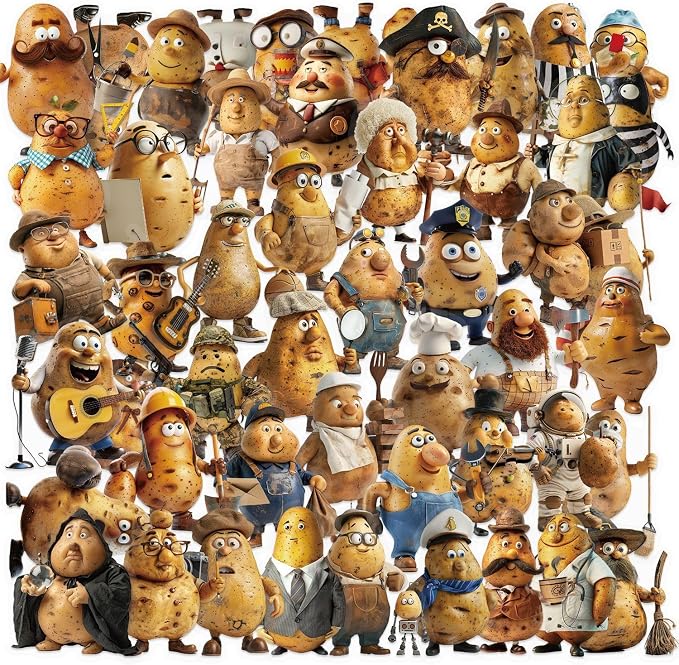 50PCS Funny Potato Meme Stickers Pack – Waterproof Clear Cute 3D Cartoon Potato by YOKSAS