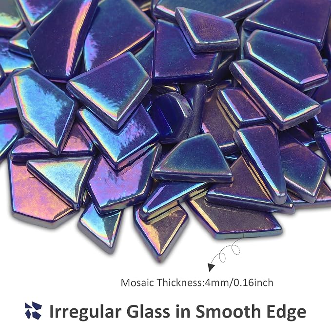 Youway Style Iridescent Cobalt Blue Glass Mosaic Tiles - Image 7