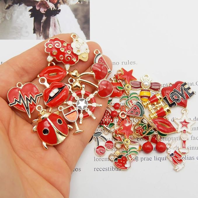 30pcs Mixed Enamel Charms Pendants - Image 2