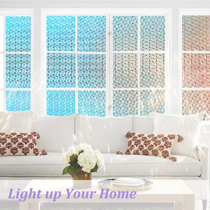 Windimiley Stained Glass Window Privacy Film, Rainbow Clings, 17.5" x 118.1 | - Image 2