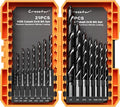 Crosstar M35 Cobalt Drill Bit Set - 21pcs 1/16"-1/2" Titanium Coated Self-Centering Metal Drill Bits for Hardened Steel, Stainless Steel, Cast Iron | Bullet Point Tip, High-Speed Jobber Bits