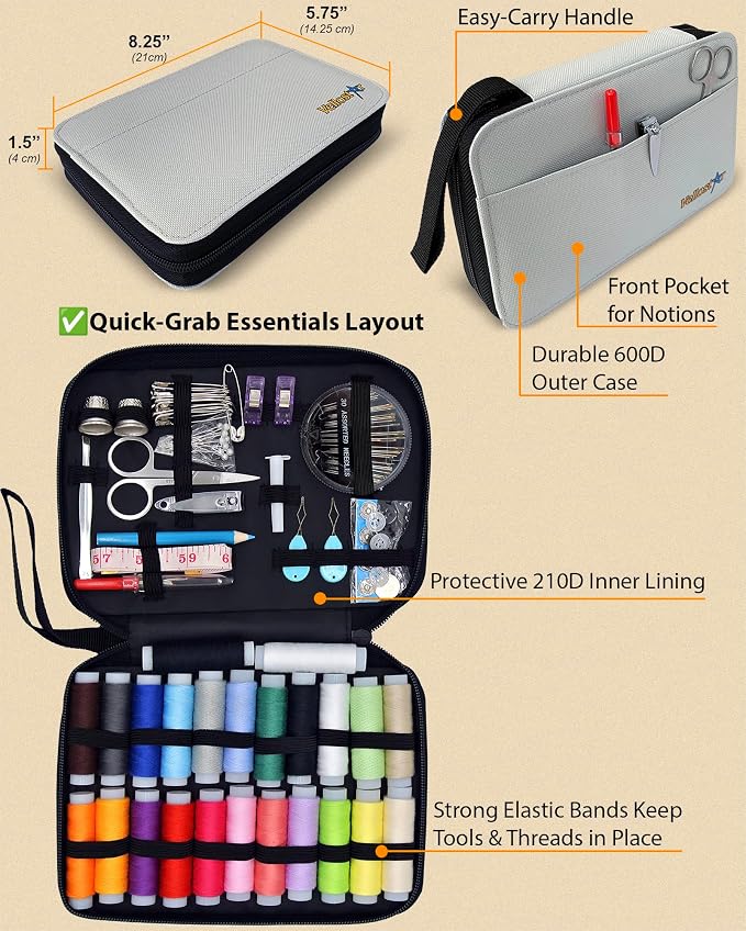Easy to Use Light Grey Sewing Kit - Image 5