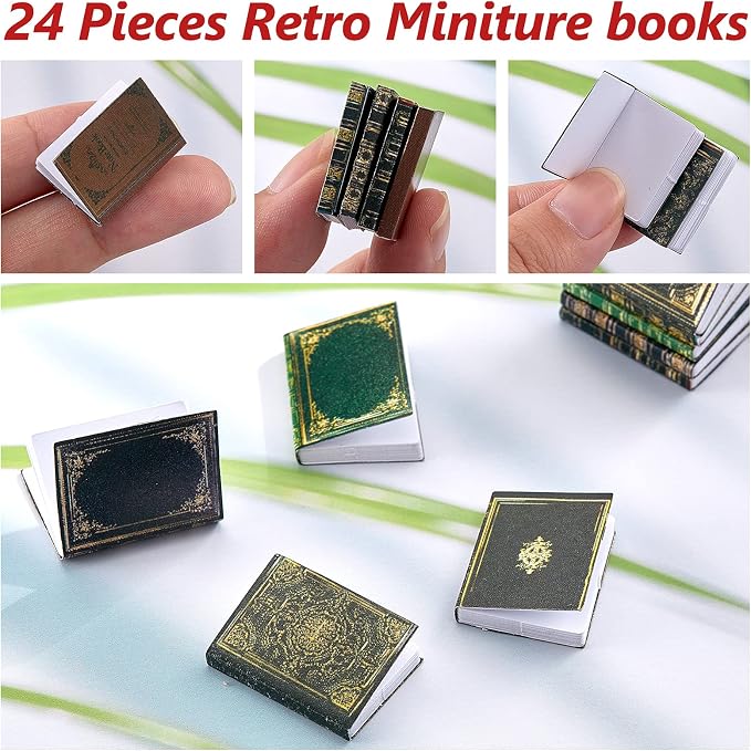 Skylety 24 Pieces 1:12 Scale Miniatures Dollhouse Books Assorted Miniatures - Image 3