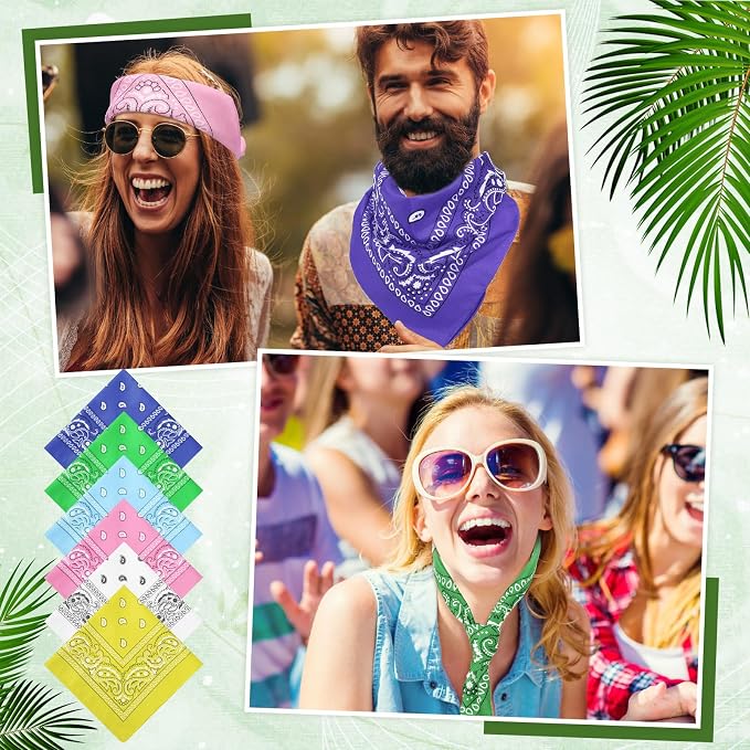 100 Pack Bandanas Unisex Paisley Bandanas Bulk Multi Purpose Cowboy Head Wrap - Image 3