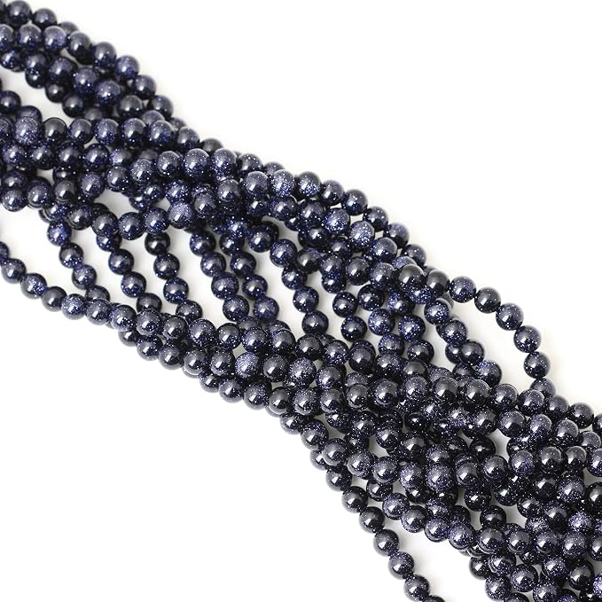 60PCS 6mm Natural Blue Sandstone Gemstone Round Loose Beads Stone Beads - Image 4