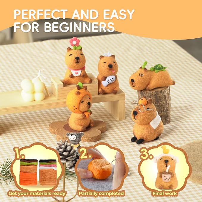 LUDOTEK Needle Felting Kit, Wool Felt Needle Felting Tools Foam Pad, Craft - Image 8