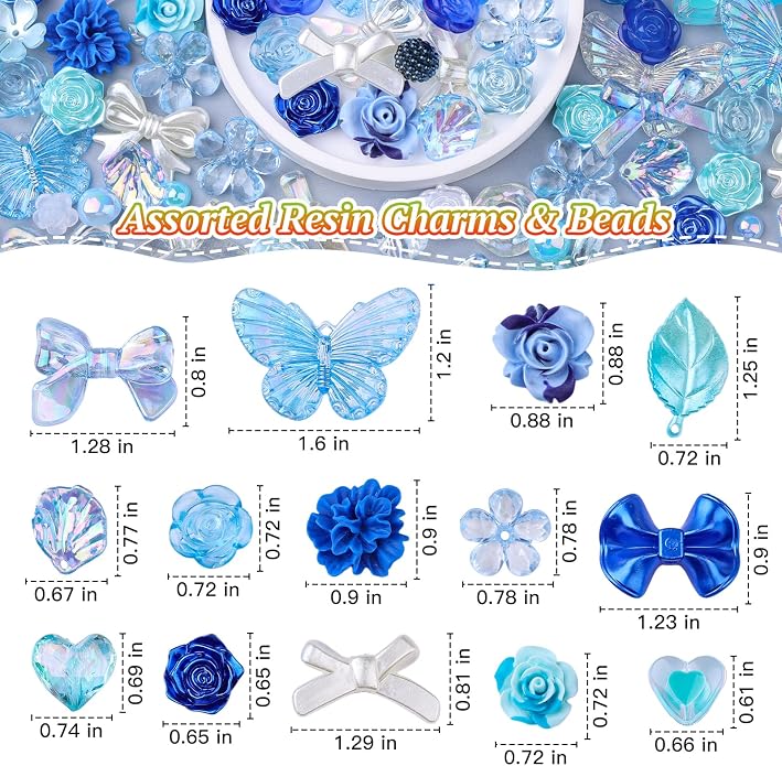 350 Pieces 3D Resin ABS Colorful Rose Flower Bows Butterfly Charms - Image 3