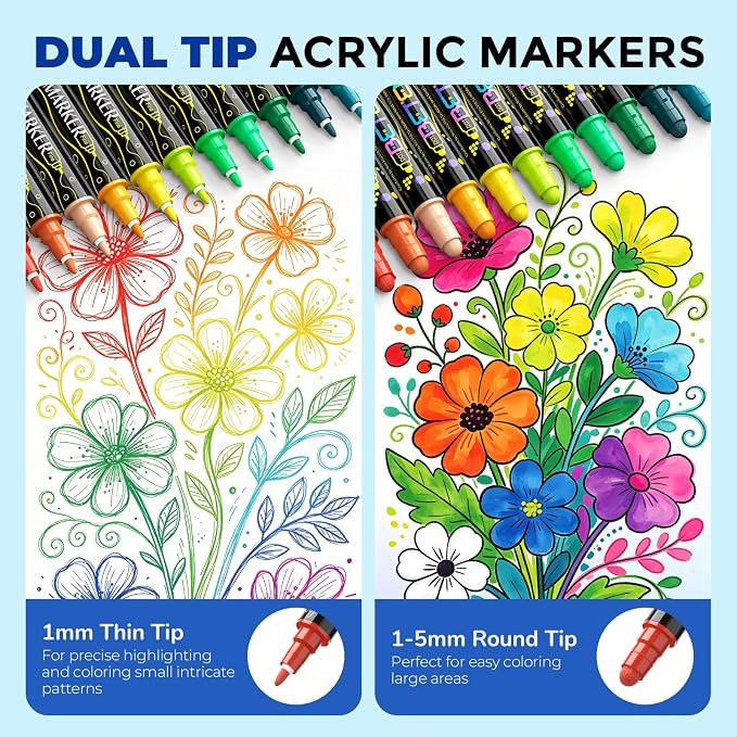 Betem 72 Colors Dual Tip Acrylic Paint Markers, Fabric Decorating Kits Premium - Image 4