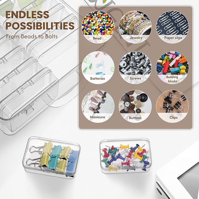 zoeynex Small Bead Organizers and Storage, 12 Clear Plastic Boxes - Image 3
