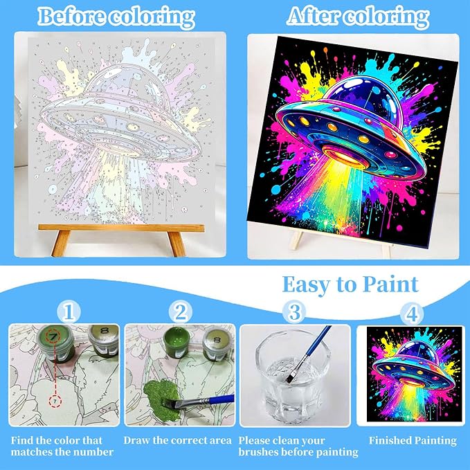 4 Pack Paint by Numbers Kit for Kids - Image 4