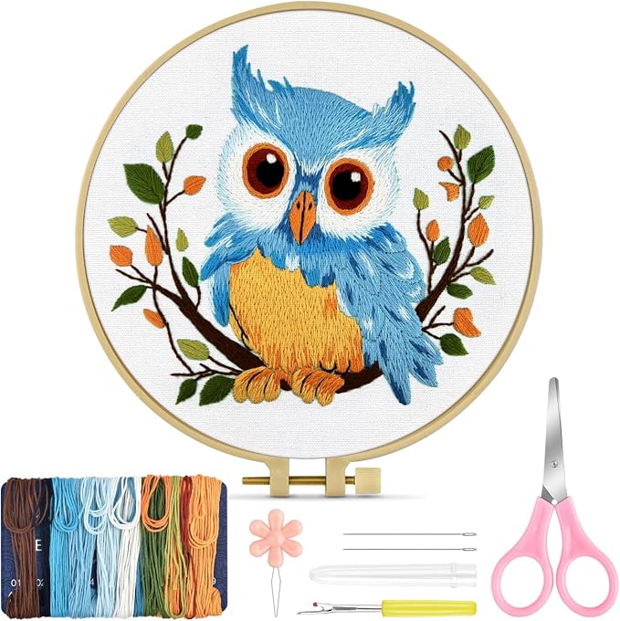 TINDTOP Embroidery Kit for Beginners Adult, Owl Embroidery Kit | Include by TINDTOP