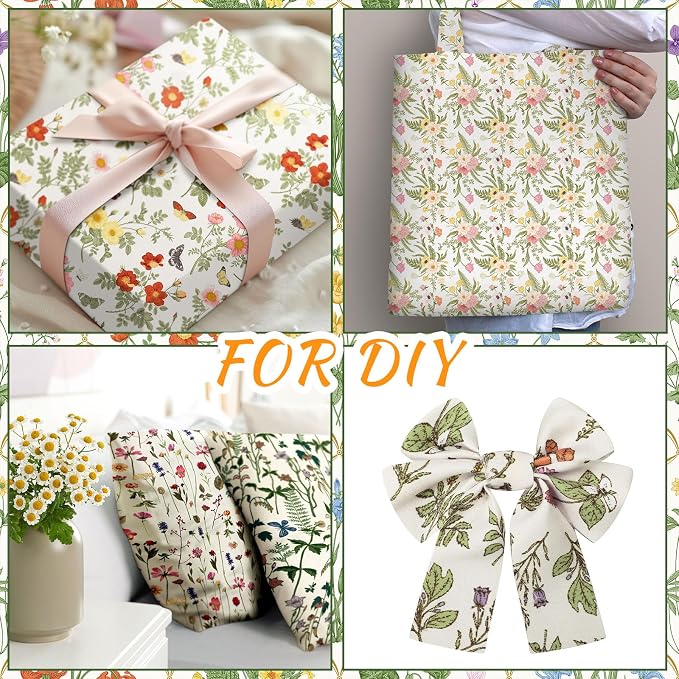 HunnmingRe 20 Pcs 10''x10'' Wildflower Quilting Fabric Square Wildfloral - Image 4