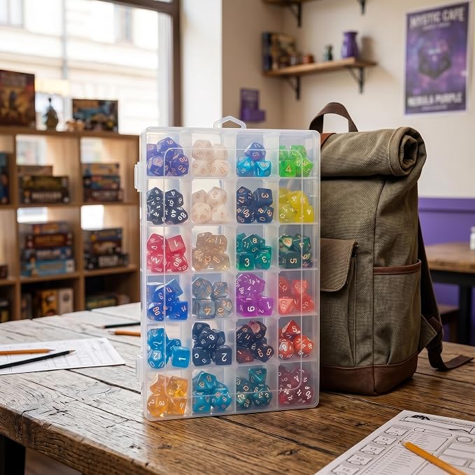 DND Dice Storage Box Each 24 Grids Polyhedral Dice Organizer - Image 8