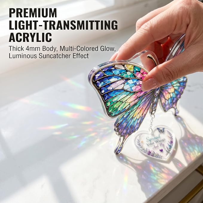 Devory Butterfly Suncatchers for Windows, 4 Inch Acrylic Decorative Hanging - Image 3