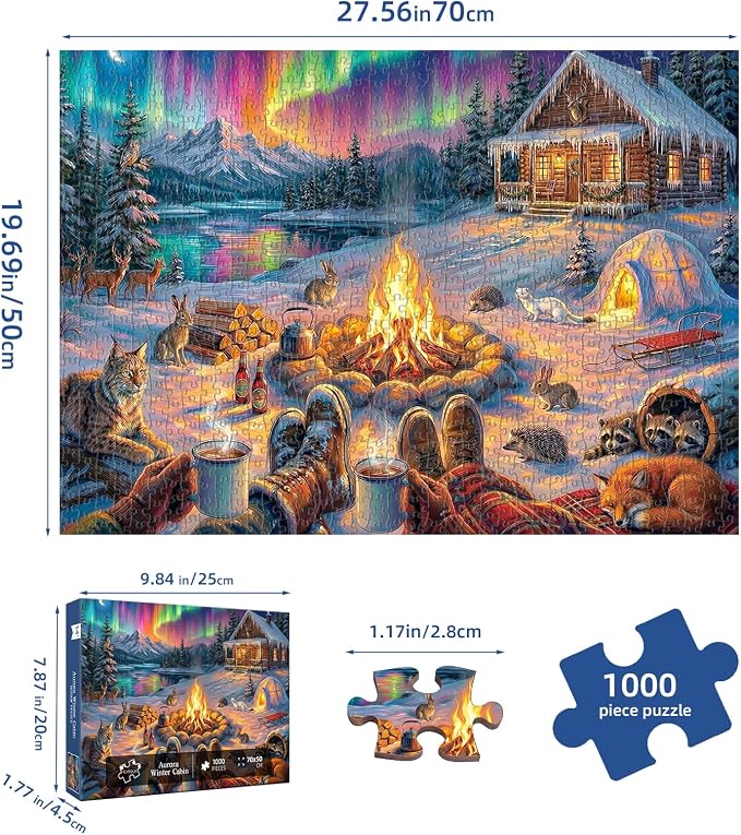 Aurora Winter Cabin Puzzles for Adults 1000 Pieces, Impossible Hard Challenging - Image 6