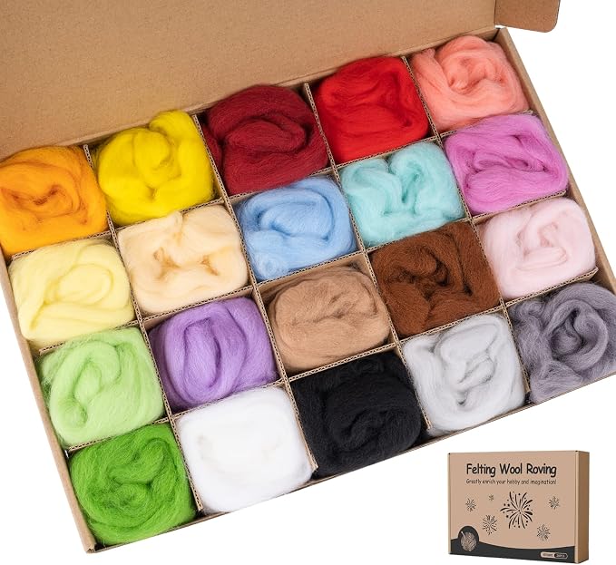 20 Colors Wool Roving 10g per, 7.05oz Total Needle FeltingWool DIY Craft | by Lemonfilter