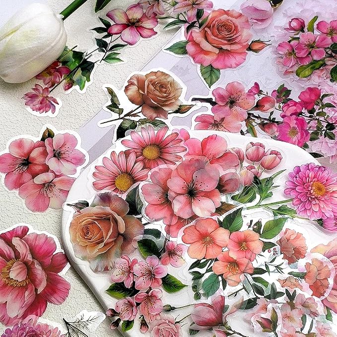 Pink Floral Waterproof Stickers - Image 3