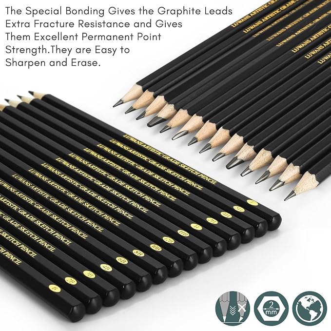 Luwans Drawing Pencils Set of 14 Sketch Pencils - Image 4
