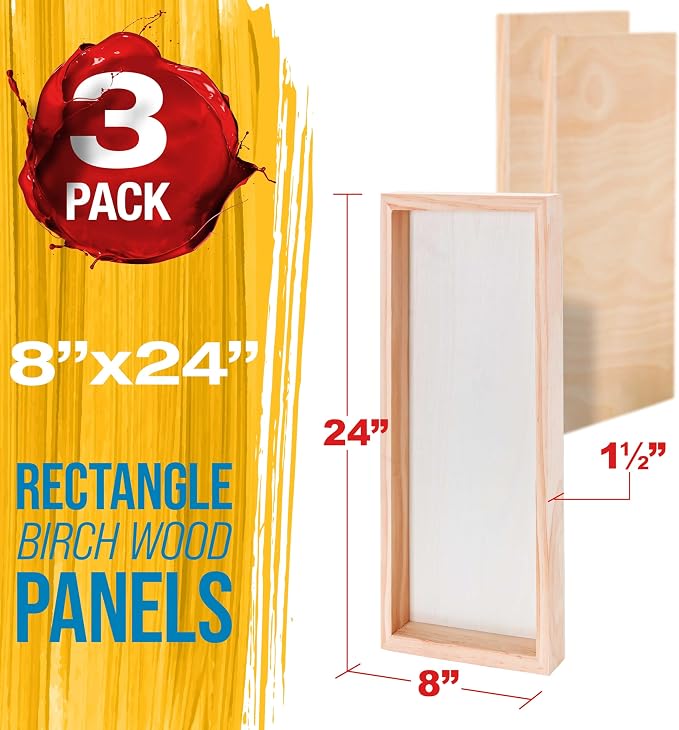 U.S. Art Supply 8" x 24" Unfinished Cradled Wood Panels - Image 2