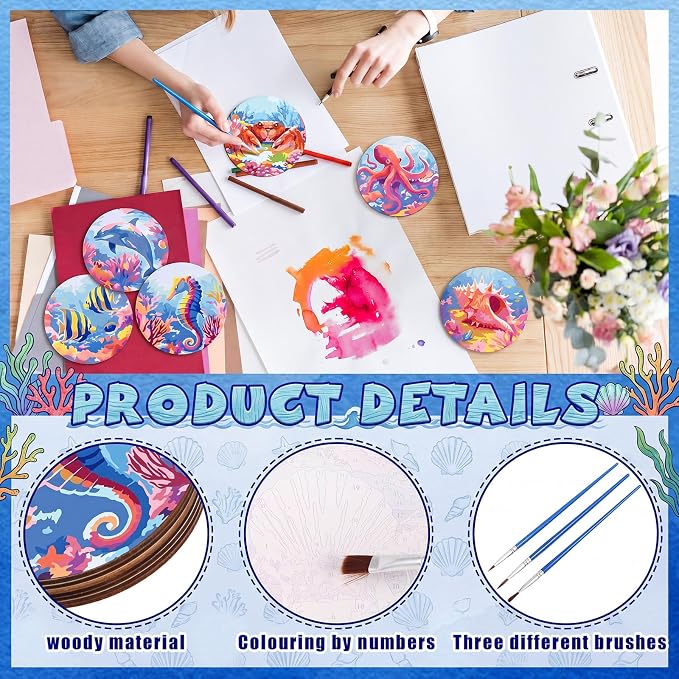 Reallnaive 8 Pcs Ocean Paint by Numbers Kit - Image 4