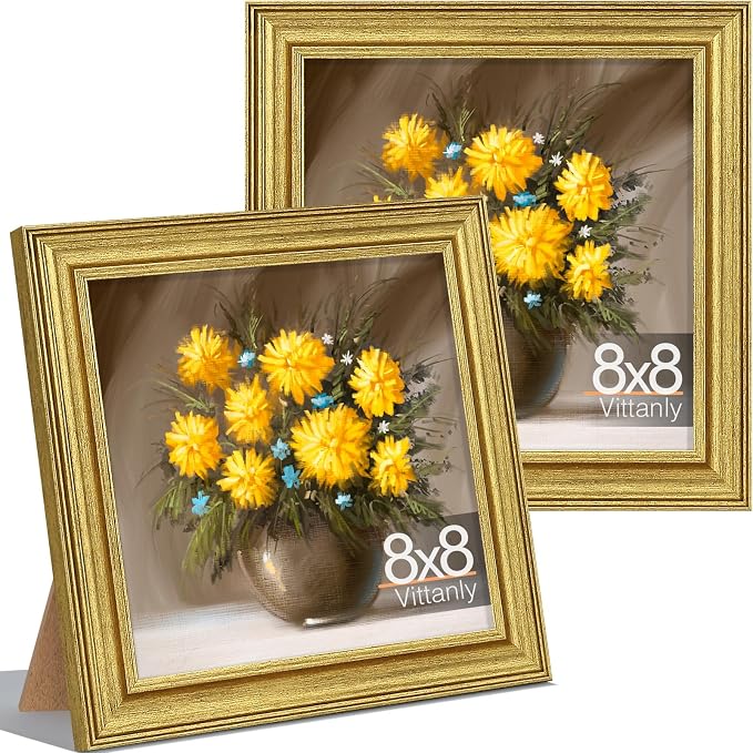 Vittanly 8x8 Picture Frames Set of 2, Ornate Vintage Photo Frame by Vittanly