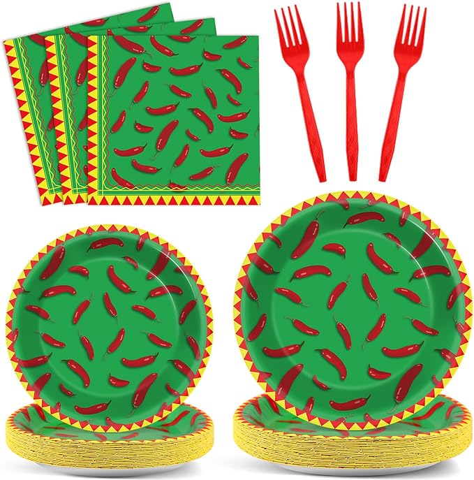 100 Pcs Chili Cook Off Party Plates and Napkins Set Pepper Birthday Decorations by Qyeahkj