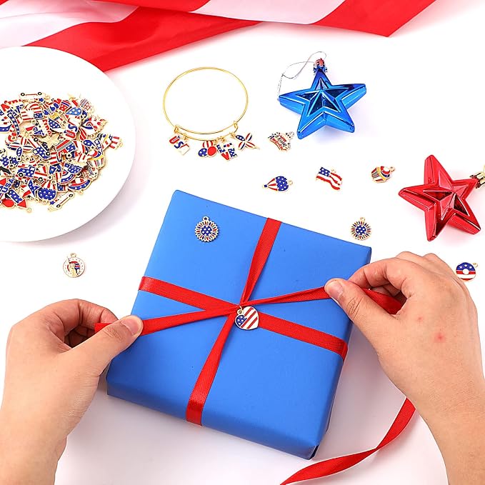 SANNIX 110Pcs Independence Day Charms, Patriotic Charms 4th of July Red White - Image 5