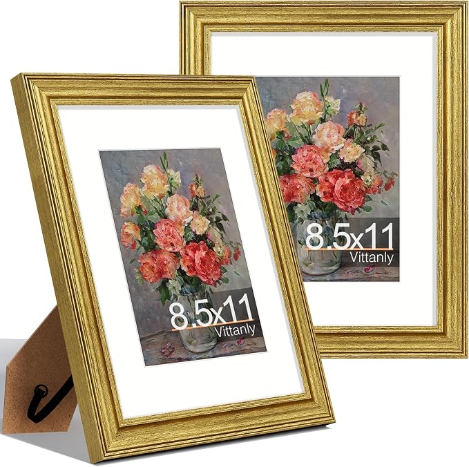Vittanly 8.5x11 Picture Frames Set of 2, Ornate Vintage Photo Frame by Vittanly