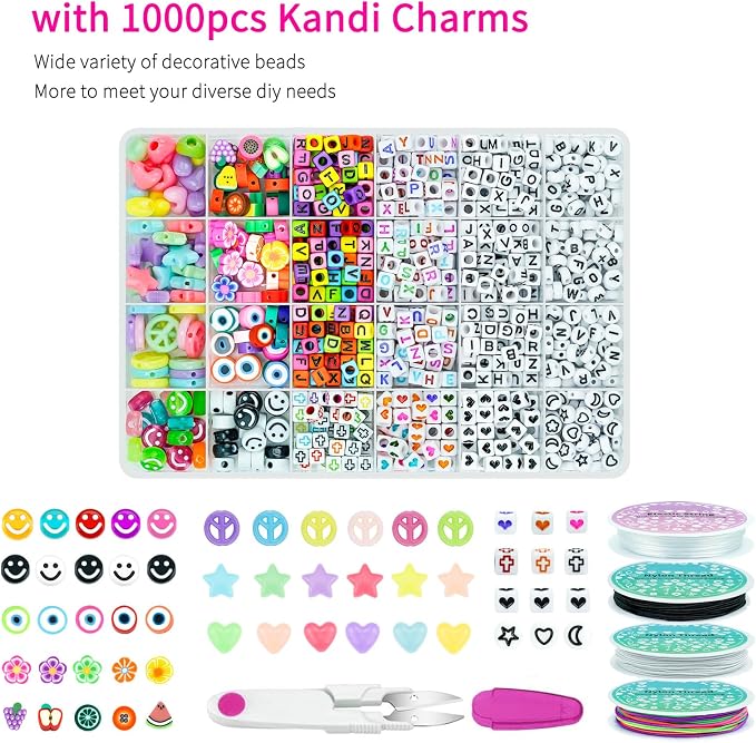 5 Boxes Bracelet Making Kit Pony Beads, 96 Colors 3500Pcs Kandi Beads - Image 7