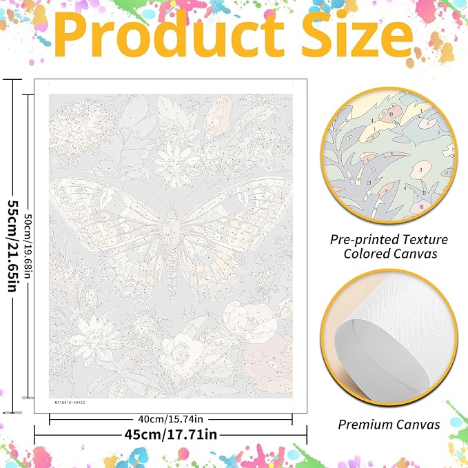 Paint by Numbers for Adult, Moth Paint by Numbers Kit for Adults Beginners - Image 3
