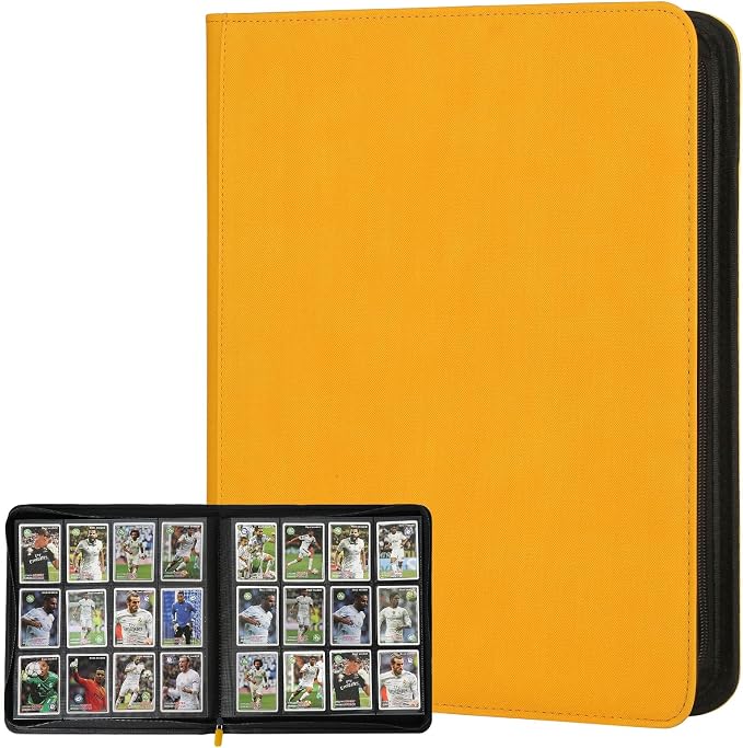 12 Pocket Ringless Side Loading Trading Card Binder, 720 Cards PU Fixed Page by GERMUN