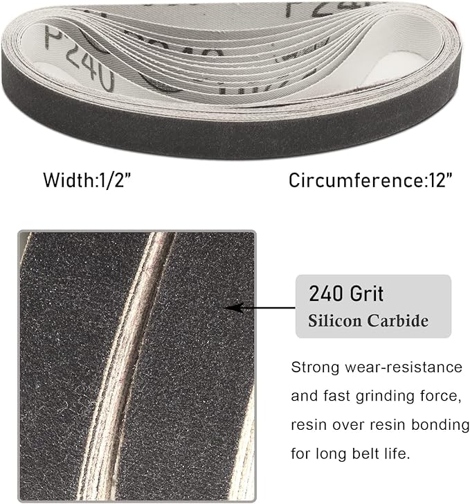 24 PCS 1/2" x 12" Replacement Sanding Belts, 240 Medium Grit Sharpening Belt for Official Work Sharp Knife & Tool Sharpener (WSKTS & WSKTS-KT/Mk.1 & Mk.2)