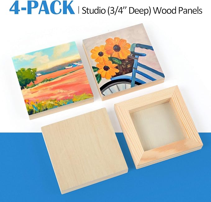 Falling in Art 4 Pack 4x4’’ Unfinished Birch Wood Panels Kit - Image 6