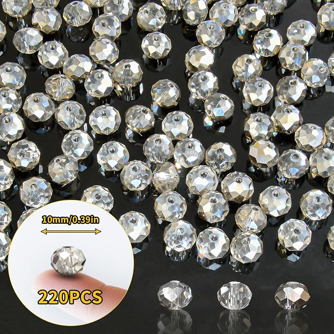 220Pcs 10mm Crystal Glass Beads - Image 2