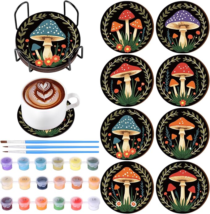 Reallnaive 8 Pcs Mushroom Paint by Numbers Kit by Unknown