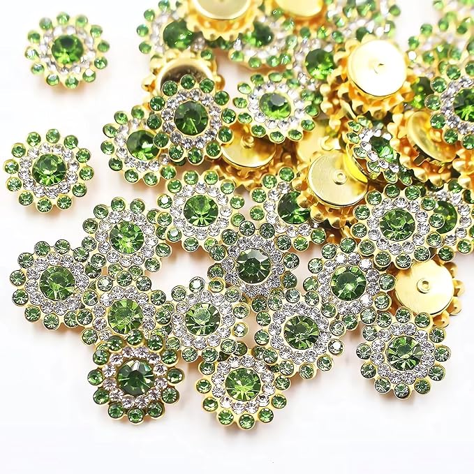 14mm 150pcs Crystals Light Green Glass Gems Sew on Rhinestones, Metal Base Claw by Unknown