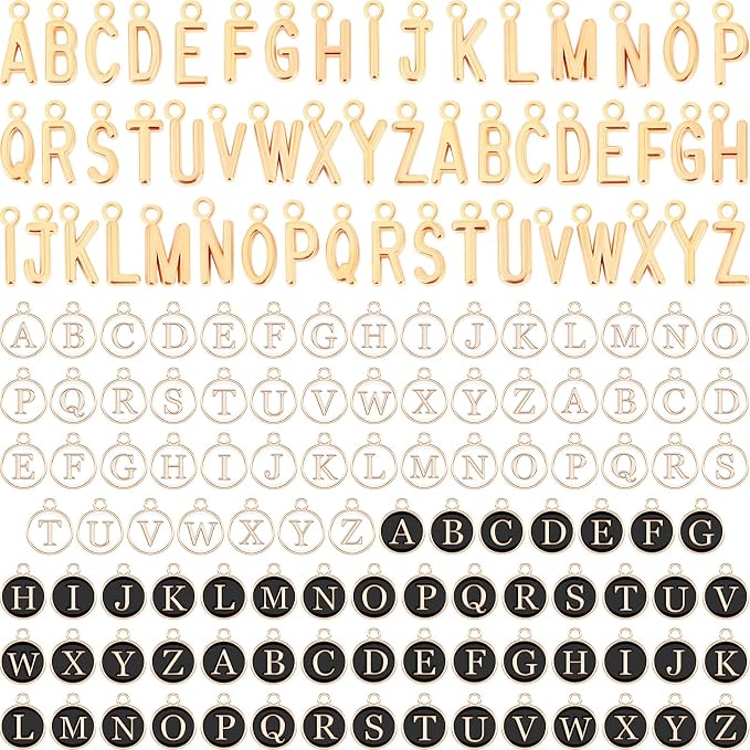 SANNIX 156Pcs/6 Sets A-Z Letter Charms, Initial Alphabet Metal Charms by SANNIX