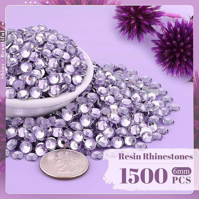 1500PCS 6mm Resin Rhinestones in Bulk, Bedazzling Flatback Crystals Rhinestones - Image 2