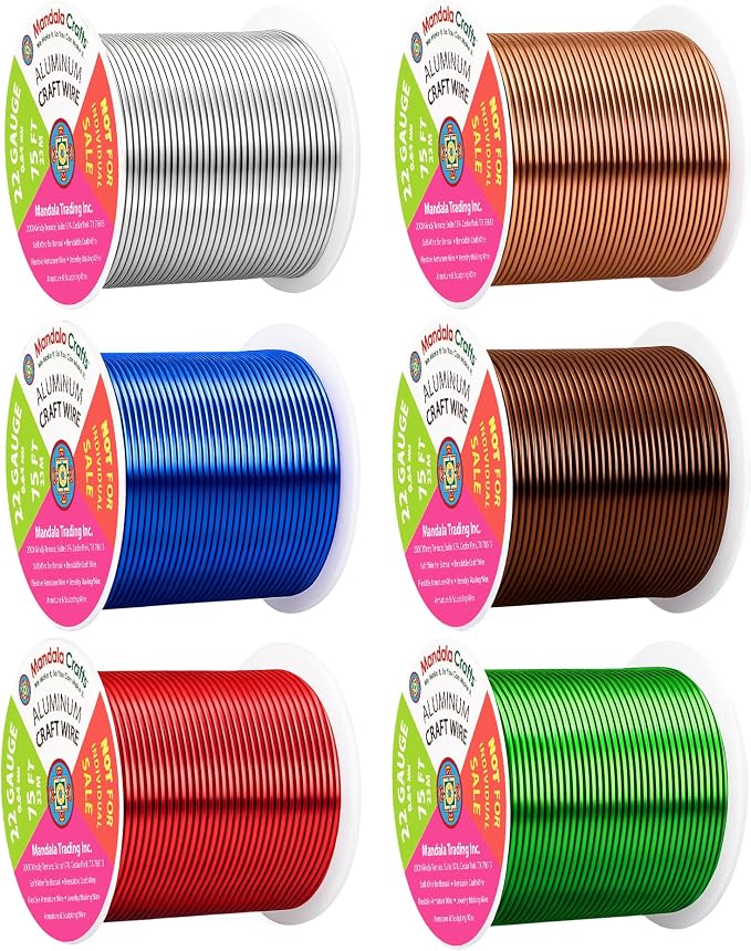 Mandala Crafts 22 GA Green Brown Red Assorted Anodized Aluminum Craft Wire | by MandalaCrafts