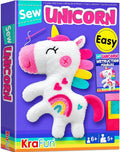 KRAFUN Unicorn Sewing Kit for Kids Ages 8-12 | No Scissors | Pre-cut & by FunCreativeArtsCraftKits