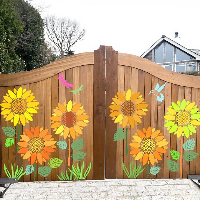 12 PCS Large Flower Painting Stencils, Reusable Sunflower Stencils - Image 3