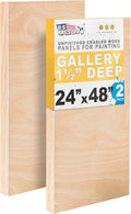 U.S. Art Supply 24" x 48" Unfinished Cradled Wood Panels by USArtSupply