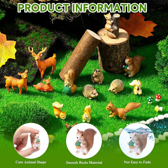 Unittype 33 Pcs Squirrel Garden Accessories Miniature Squirrel Figurines Tiny - Image 4