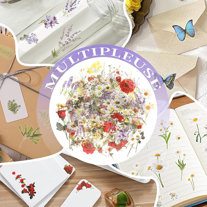 543PCS，70 Sheets Natural Flower Stickers - Image 4